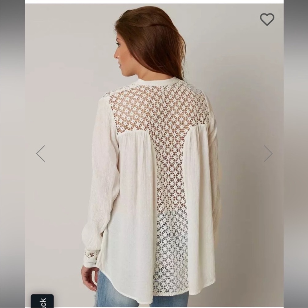 Free People White Lace Detail Blouse